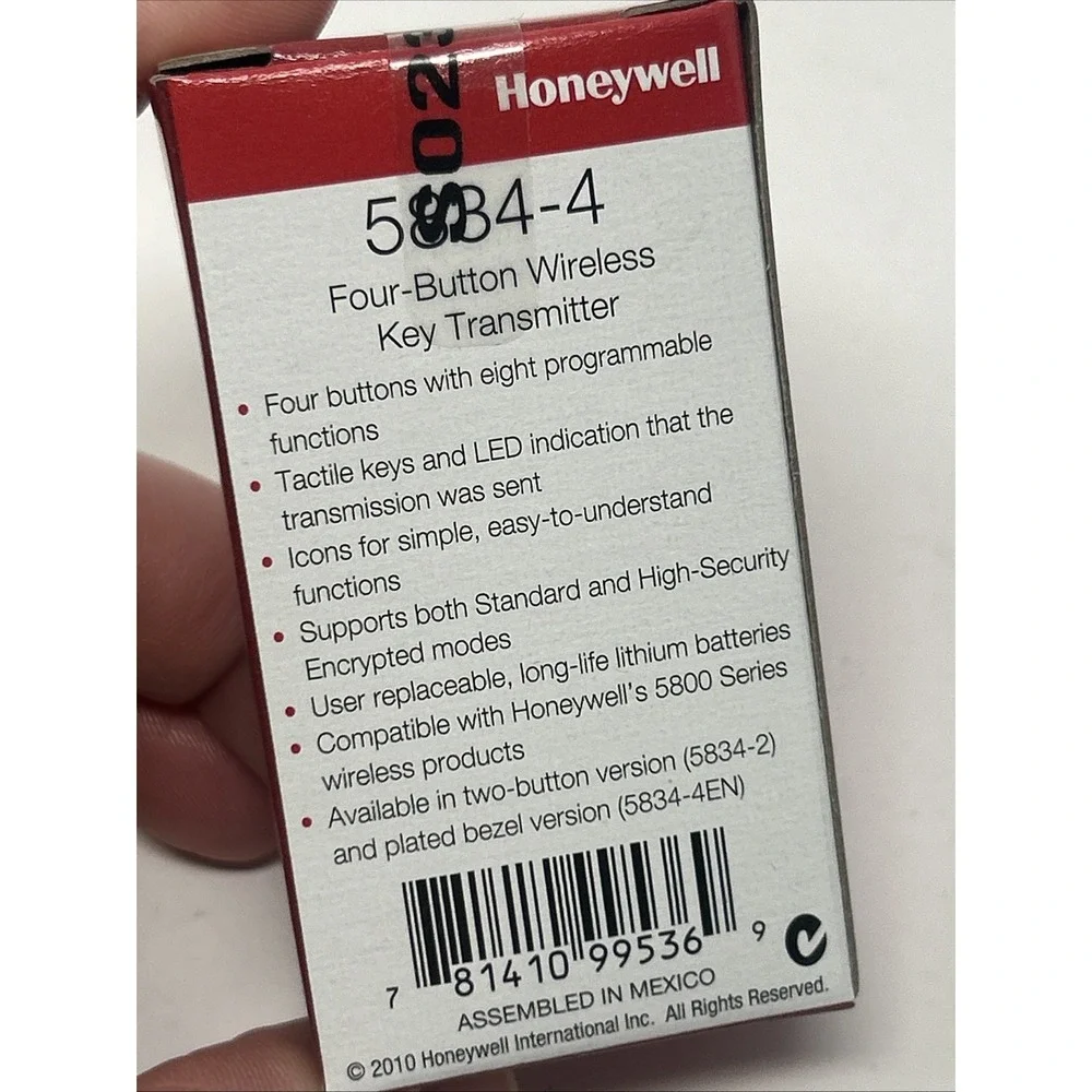 NEW Sealed Honeywell 5834-4 Four-Button Wireless Key Transmitter/FOB